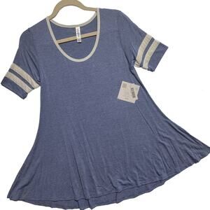 LuLaRoe Ringer Perfect T XXS NEW Solid Blue White Swing Tunic Tee Top Solid